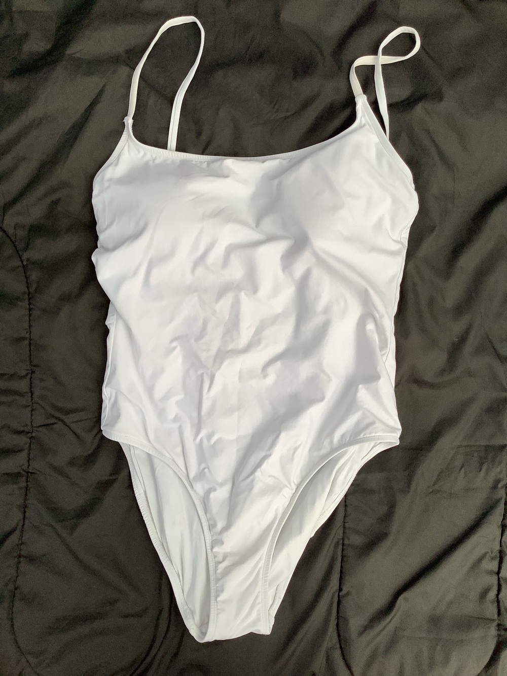 LIKE NEW Anne Cole Size 14, White Swim Tank One Piece with adjustable straps